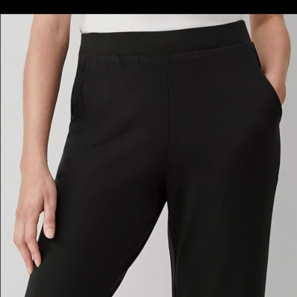 ANN TAYLOR THE WIDE LEG LOUNGE PANT PULL ON POCKET BLACK NWOT $80 L - Picture 3 of 9